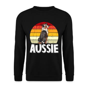 Australian Shepherd Vintage AUSSIE Dog Owner - Unisex Sweatshirt - black - Front - Alina (178cm) & Michal (187cm)