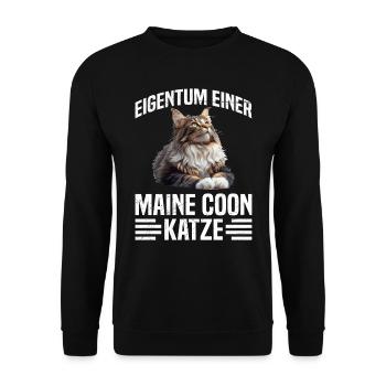Maine Coon EIGENTUM EINER MAINE COON KATZE - Unisex Pullover - Schwarz - Vorne - Alina (178cm) & Michal (187cm)