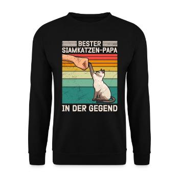 Siamkatze BESTER SIAMKATZEN PAPA IN DER GEGEND - Unisex Pullover - Schwarz - Vorne - Alina (178cm) & Michal (187cm)