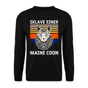 Maine Coon SKLAVE EINER MAINE COON Katzenbesitzer - Unisex Pullover - Schwarz - Vorne - Alina (178cm) & Michal (187cm)