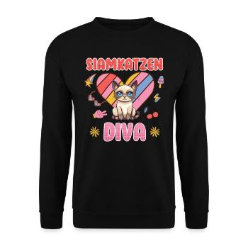 SIAMKATZEN DIVA Katzenbesitzerin Siamkatze - Unisex Pullover - Schwarz - Vorne - Alina (178cm) & Michal (187cm)