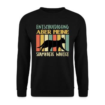 Siamkatze ENTSCHULDIGUNG ABER MEINE SIAMKATZE - Unisex Pullover - Schwarz - Vorne - Alina (178cm) & Michal (187cm)
