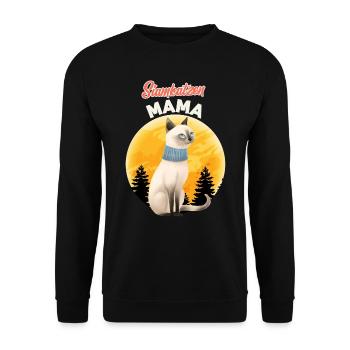 SIAMESEN MAMA SIAMESE CAT MOM Siamkatzen - Unisex Pullover - Schwarz - Vorne - Alina (178cm) & Michal (187cm)