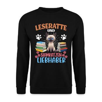 BOOKWORM AND SIAMESE CAT LOVERS Book lovers - Unisex Sweatshirt - black - Front - Alina (178cm) & Michal (187cm)