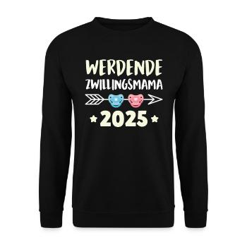 FUTURE MAMAN JUMELLE 2025 Gémeaux Enceinte - Sweat-shirt Unisexe - noir - Devant - Alina (178cm) & Michal (187cm)