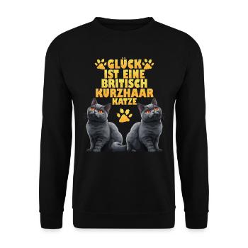 Britische Kurzhaar GLÜCK IST BRITISCH KURZHAAR - Unisex Pullover - Schwarz - Vorne - Alina (178cm) & Michal (187cm)