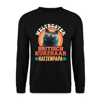 Cat Dad WORLD'S BEST BRITISH SHORTHAIR - Unisex Sweatshirt - black - Front - Alina (178cm) & Michal (187cm)
