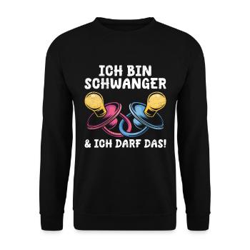 Future mom I'M PREGNANT, I'M ALLOWED TO DO THAT! Funny - Unisex Sweatshirt - black - Front - Alina (178cm) & Michal (187cm)