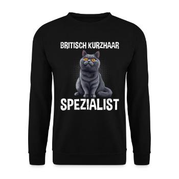 BRITISCH KURZHAAR SPEZIALIST Katzenpapa Britisch - Unisex Pullover - Schwarz - Vorne - Alina (178cm) & Michal (187cm)