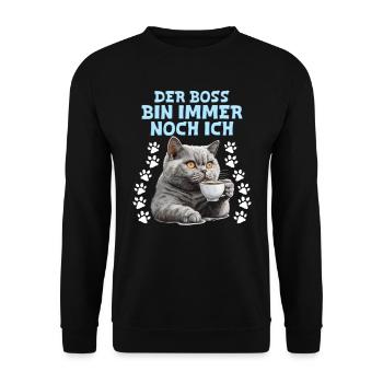 British Shorthair WHO AM STILL ME - Unisex Sweatshirt - black - Front - Alina (178cm) & Michal (187cm)