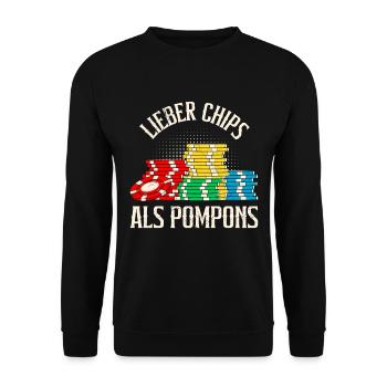 Poker Tournament BETTER CHIPS THAN POMPOMS Fun - Unisex Sweatshirt - black - Front - Alina (178cm) & Michal (187cm)
