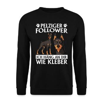 Doberman Dog Owner FURRY FOLLOWER GLUE - Unisex Sweatshirt - black - Front - Alina (178cm) & Michal (187cm)