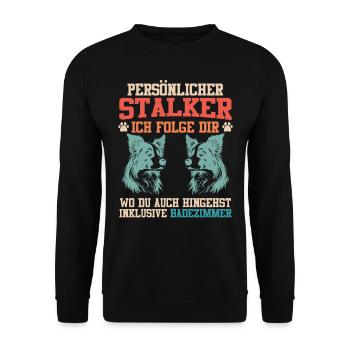 Border Collie HARCELEUR PERSONNEL SUIVEZ-VOUS - Sweat-shirt Unisexe - noir - Devant - Alina (178cm) & Michal (187cm)