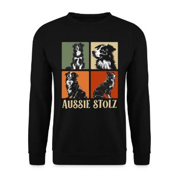 AUSSIE PRIDE Australian Shepherd Vintage - Unisex Sweatshirt - black - Front - Alina (178cm) & Michal (187cm)