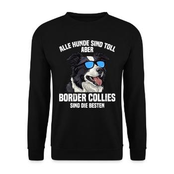 Border Collie TOUS LES CHIENS SONT DE GRANDS BORDER COLLIES - Sweat-shirt Unisexe - noir - Devant - Alina (178cm) & Michal (187cm)