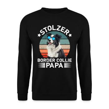 Hundepapa STOLZER BORDER COLLIE PAPA Hundebesitzer - Unisex Pullover - Schwarz - Vorne - Alina (178cm) & Michal (187cm)