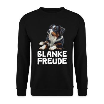 Australian Shepherd BLANKE FREUDE AUSSIE - Unisex Pullover - Schwarz - Vorne - Alina (178cm) & Michal (187cm)