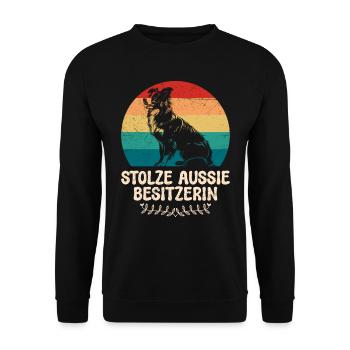 Australian Shepherd PROUD AUSSIE OWNER - Unisex Sweatshirt - black - Front - Alina (178cm) & Michal (187cm)