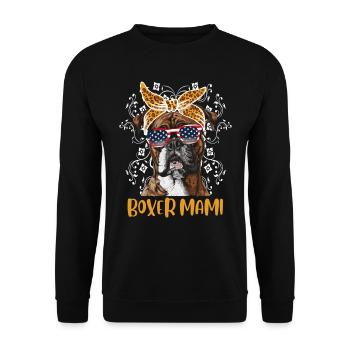 Boxer allemand chien maman BOXER MAMI Boxer - Sweat-shirt Unisexe - noir - Devant - Alina (178cm) & Michal (187cm)