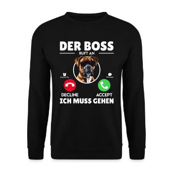 Boxeur allemand CALLS I HAVE TO GO Funny - Sweat-shirt Unisexe - noir - Devant - Alina (178cm) & Michal (187cm)