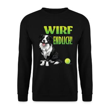 Border Collie lance ENFIN un Border Collie drôle - Sweat-shirt Unisexe - noir - Devant - Alina (178cm) & Michal (187cm)