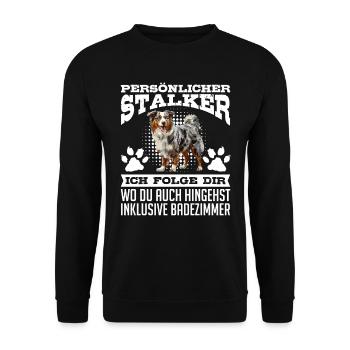 Australian Shepherd PERSONAL STALKER Funny - Unisex Sweatshirt - black - Front - Alina (178cm) & Michal (187cm)