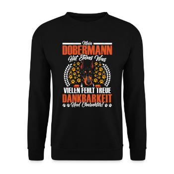 Dobie MON DOBERMAN A QUELQUE CHOSE QUI MANQUE À BEAUCOUP - Sweat-shirt Unisexe - noir - Devant - Alina (178cm) & Michal (187cm)
