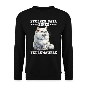 Chat Papa FIER PAPA D’UNE BOULE DE POILS Drôle - Sweat-shirt Unisexe - noir - Devant - Alina (178cm) & Michal (187cm)