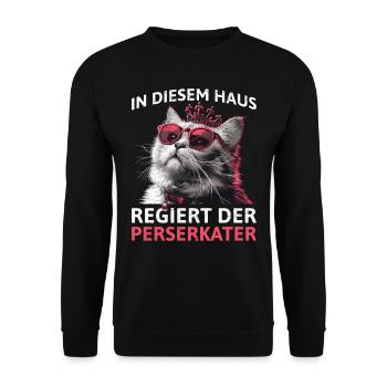 Chat persan DANS CETTE MAISON, LES RÈGLES PERSANES - Sweat-shirt Unisexe - noir - Devant - Alina (178cm) & Michal (187cm)