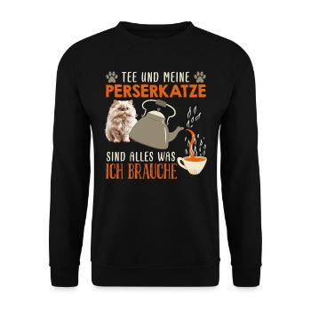 TEA AND MY PERSIAN CAT EVERYTHING I NEED - Unisex Sweatshirt - black - Front - Alina (178cm) & Michal (187cm)