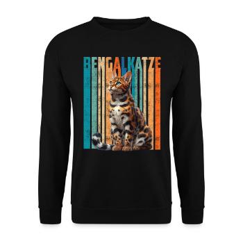 BENGAL CAT Vintage Bengal Cat Owner - Unisex Sweatshirt - black - Front - Alina (178cm) & Michal (187cm)