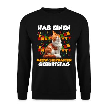 Turkish Van Cat GOT A MEOW-STERIAL - Unisex Sweatshirt - black - Front - Alina (178cm) & Michal (187cm)