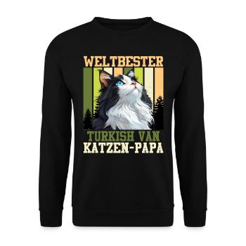 Turkish Van WELTBESTER TURKISH VAN KATZEN-PAPA - Unisex Pullover - Schwarz - Vorne - Alina (178cm) & Michal (187cm)