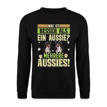 Australian Shepherd WAS IST BESSER ALS EIN AUSSIE? - Unisex Pullover - Schwarz - Vorne - Alina (178cm) & Michal (187cm)