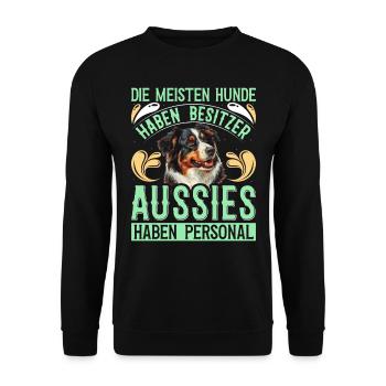 AUSSIES HAVE STAFF MOST DOGS HAVE - Unisex Sweatshirt - black - Front - Alina (178cm) & Michal (187cm)
