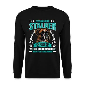 Boxer allemand PERSONAL STALKER Boxer drôle - Sweat-shirt Unisexe - noir - Devant - Alina (178cm) & Michal (187cm)