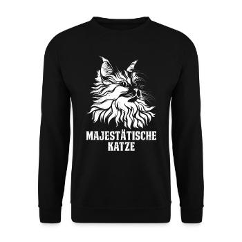 Maine Coon MAJESTÄTISCHE KATZE Maine Coon - Unisex Pullover - Schwarz - Vorne - Alina (178cm) & Michal (187cm)