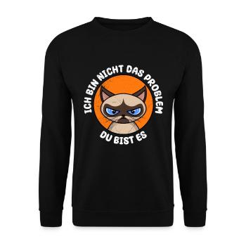 Chats siamois JE NE SUIS PAS LE PROBLÈME TU ES DRÔLE - Sweat-shirt Unisexe - noir - Devant - Alina (178cm) & Michal (187cm)