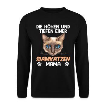 Siamkatze DIE HÖHEN UND TIEFEN EINER SIAMKATZEN - Unisex Pullover - Schwarz - Vorne - Alina (178cm) & Michal (187cm)