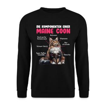 Maine Coon Cats COMPONENTS OF A MAINE COON - Unisex Sweatshirt - black - Front - Alina (178cm) & Michal (187cm)