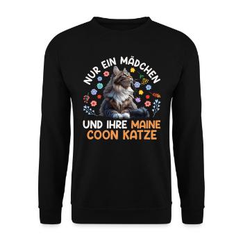 Cat Mom JUST A GIRL AND HER MAINE COON - Unisex Sweatshirt - black - Front - Alina (178cm) & Michal (187cm)