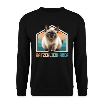 Siamkatzen Liebhaber Siamesen Katzen Besitzer - Unisex Pullover - Schwarz - Vorne - Alina (178cm) & Michal (187cm)