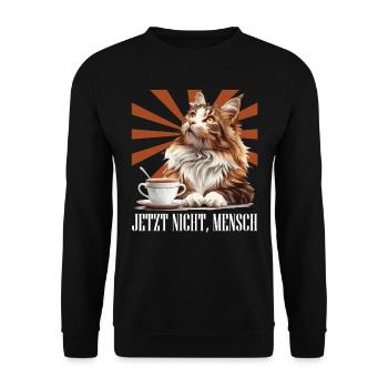 Maine Coon JETZT NICHT MENSCH Lustiges Maine Coon - Unisex Pullover - Schwarz - Vorne - Alina (178cm) & Michal (187cm)