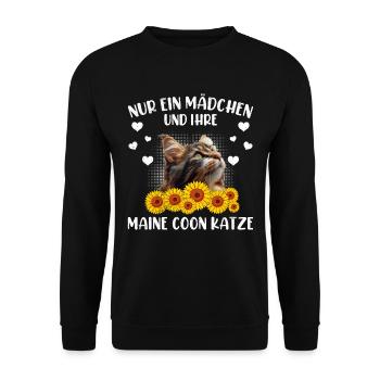 Maine Coon Besitzerin NUR EIN MÄDCHEN UND IHRE - Unisex Pullover - Schwarz - Vorne - Alina (178cm) & Michal (187cm)