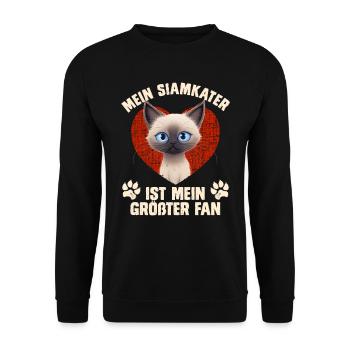 Siamese cats MY SIAMESE CAT IS MY BIGGEST FAN - Unisex Sweatshirt - black - Front - Alina (178cm) & Michal (187cm)