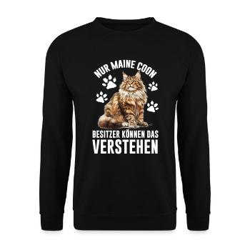 Maine Coon NUR MAINE COON BESITZER Lustiges - Unisex Pullover - Schwarz - Vorne - Alina (178cm) & Michal (187cm)