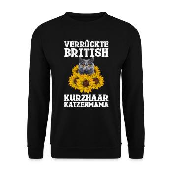 Britisch Kurzhaar VERRÜCKTE BRITISCH KURZHAAR - Unisex Pullover - Schwarz - Vorne - Alina (178cm) & Michal (187cm)