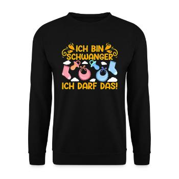 Future mom I'M PREGNANT, I'M ALLOWED TO DO THAT! Funny - Unisex Sweatshirt - black - Front - Alina (178cm) & Michal (187cm)