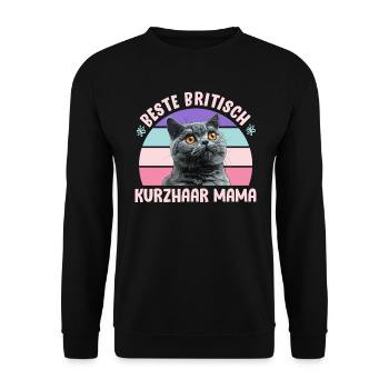 Britische Kurzhaar BESTE BRITISCH KURZHAAR MAMA - Unisex Pullover - Schwarz - Vorne - Alina (178cm) & Michal (187cm)