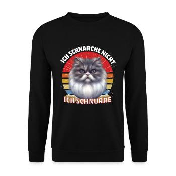 Chat persan JE NE RONFLE PAS, JE RONRONNE - Sweat-shirt Unisexe - noir - Devant - Alina (178cm) & Michal (187cm)